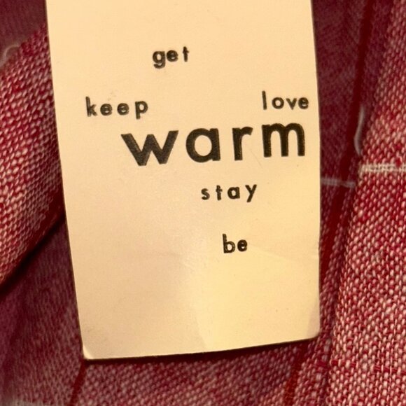 Get Warm NEW NWT red cream tablecloth plaid print scarf - Picture 2 of 4